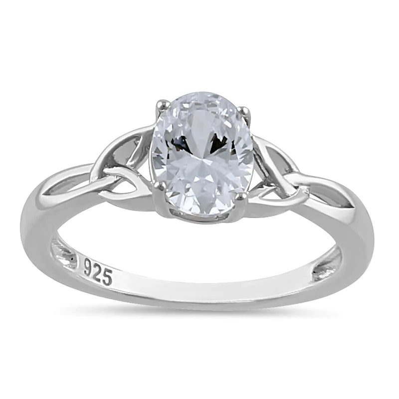 JB:SRZ6543 Sterling Silver Charmed Oval Clear CZ...