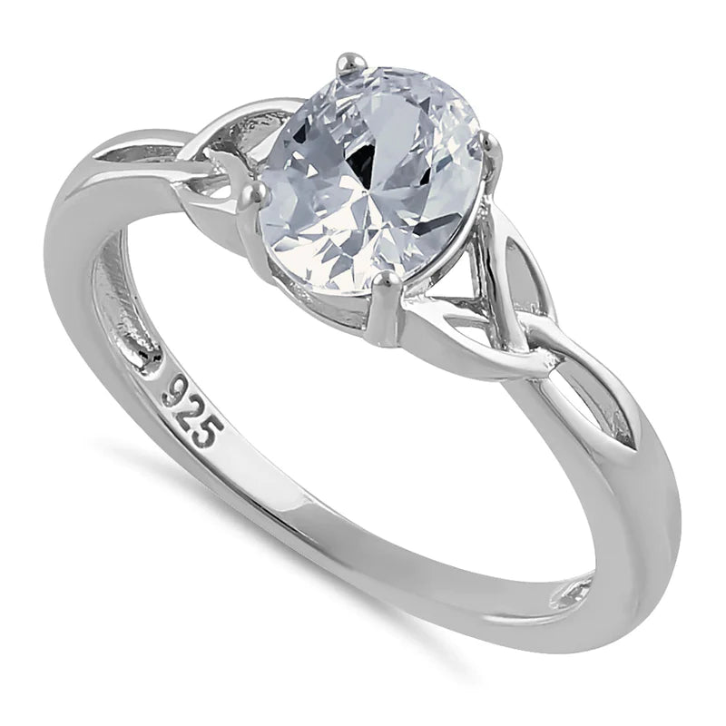 JB:SRZ6543 Sterling Silver Charmed Oval Clear CZ...