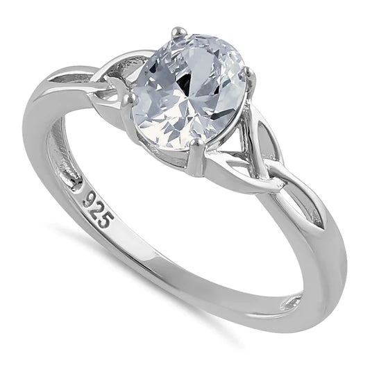 JB:SRZ6543 Sterling Silver Charmed Oval Clear CZ...