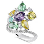 JB:SRZ6748 Sterling Silver Extravagant Colorful CZ Cluster Ring