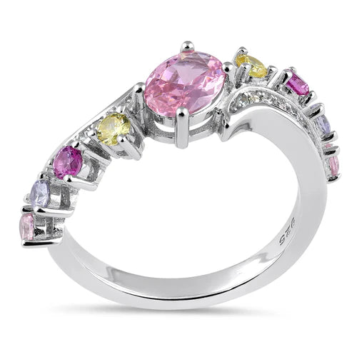 JB:SRZ6752Sterling Silver Pink & Yellow CZ Ring
