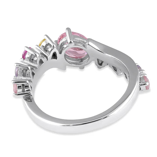 JB:SRZ6752Sterling Silver Pink & Yellow CZ Ring