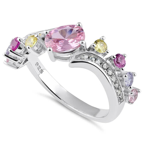 JB:SRZ6752Sterling Silver Pink & Yellow CZ Ring