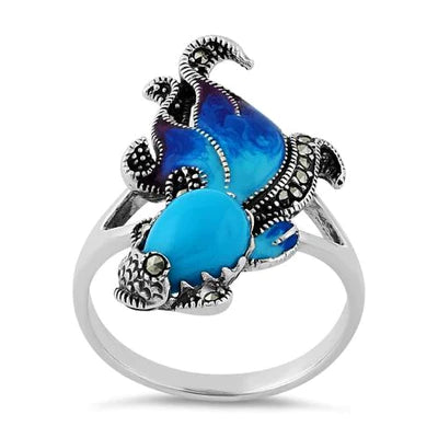 JB:SRZ5632 Sterling Silver Simulated Turquoise F...