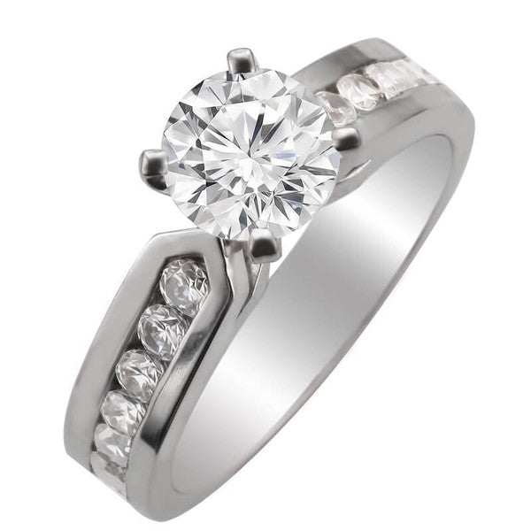 JBRM:K505 10KT WHITE GOLD ENGAGEMENT RING WITH CZ STONE