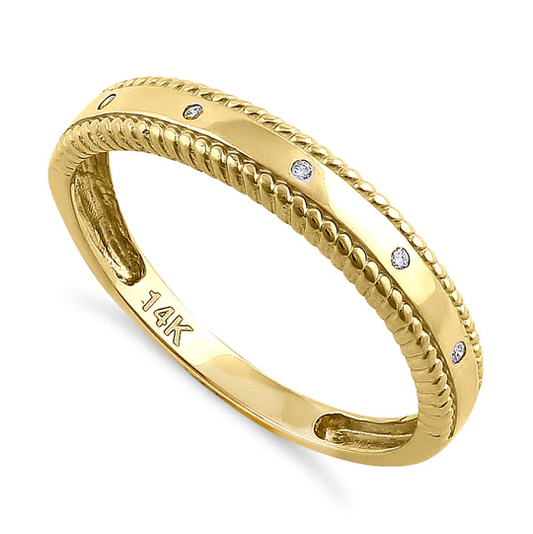 JB:ORD4118 Solid 14K Yellow Gold Edged Double Rope Diamond Ring