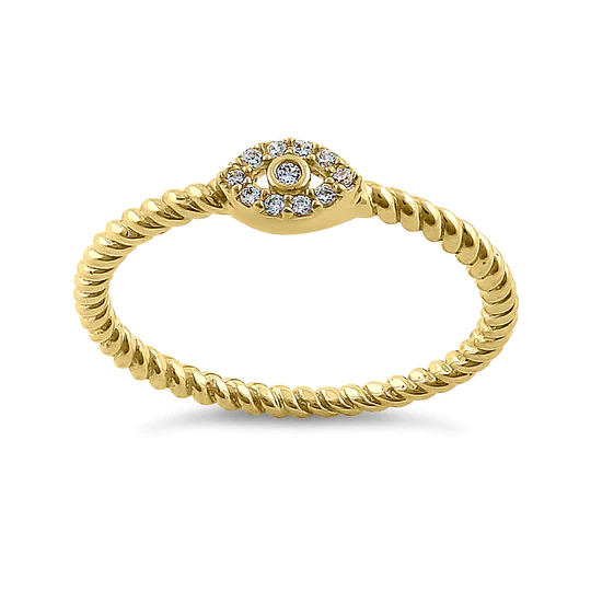 JB:ORZ4089 Solid 14K Yellow Gold Evil Eye Diamond Ring