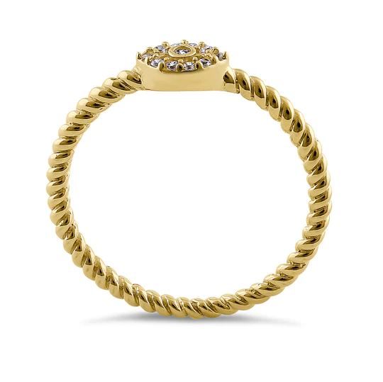 JB:ORZ4089 Solid 14K Yellow Gold Evil Eye Diamond Ring