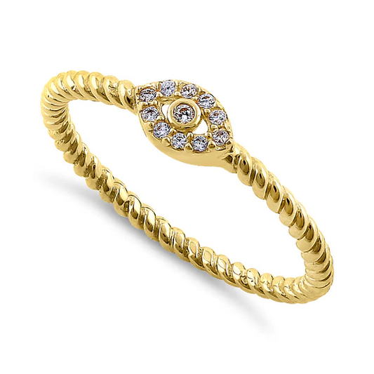 JB:ORZ4089 Solid 14K Yellow Gold Evil Eye Diamond Ring