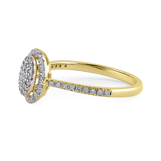 JB:ORD4086 Solid 14K Yellow Gold Oval Cluster Halo 0.29 ct. Diamond Ring