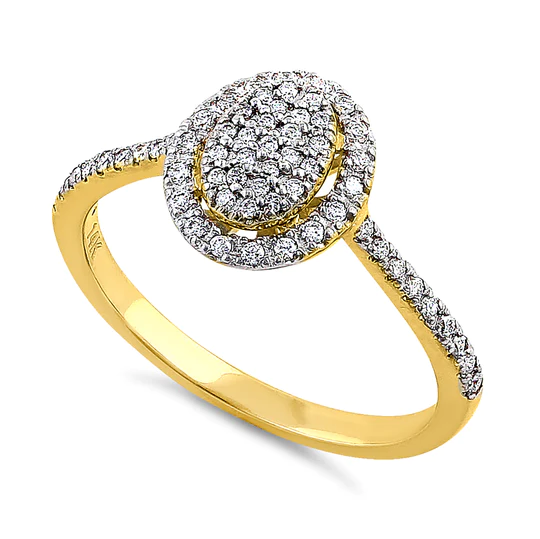 JB:ORD4086 Solid 14K Yellow Gold Oval Cluster Halo 0.29 ct. Diamond Ring