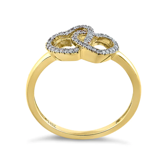 JB:ORD4082 Solid 14K Yellow Gold Double Heart 0.15 ct. Diamond Ring
