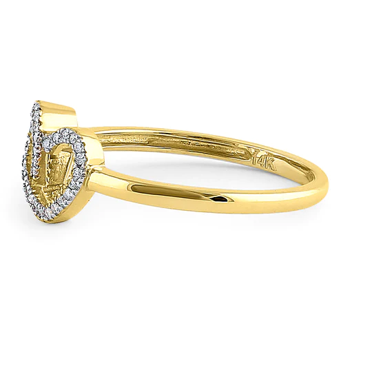 JB:ORD4082 Solid 14K Yellow Gold Double Heart 0.15 ct. Diamond Ring