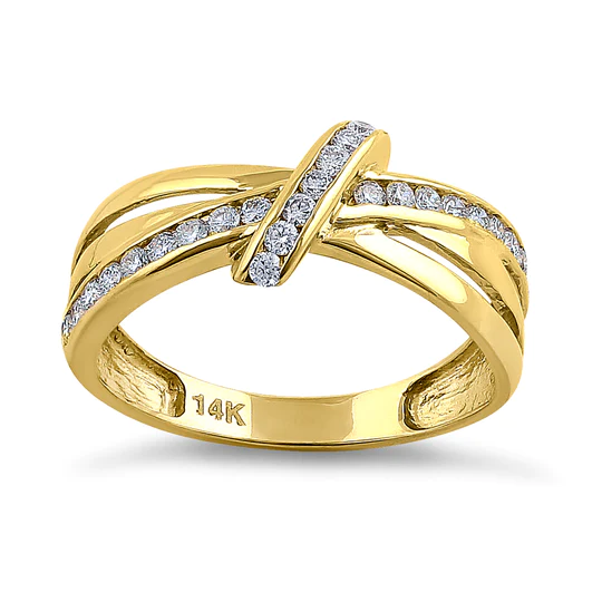JB:ORD4087 Solid 14K Yellow Gold Twist 0.47 ct. Diamond Ring