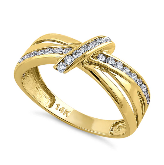 JB:ORD4087 Solid 14K Yellow Gold Twist 0.47 ct. Diamond Ring