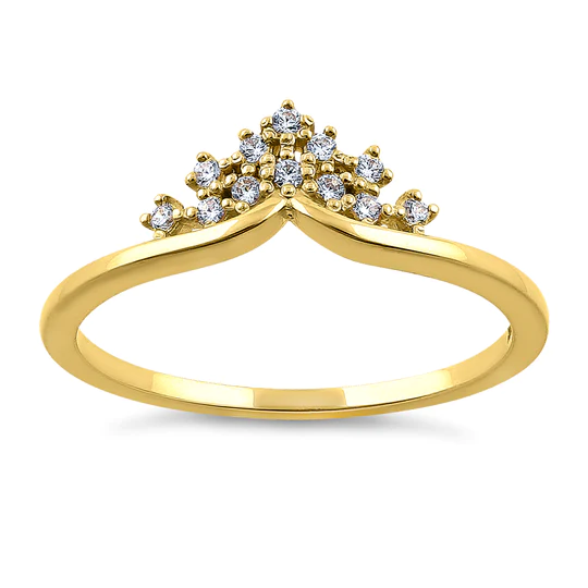 JB:ORD4102 Solid 14K Yellow Gold Crown 0.12 ct. Diamond Ring