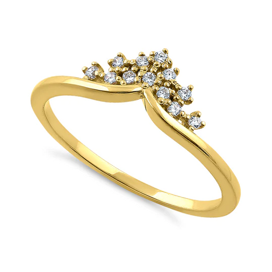 JB:ORD4102 Solid 14K Yellow Gold Crown 0.12 ct. Diamond Ring