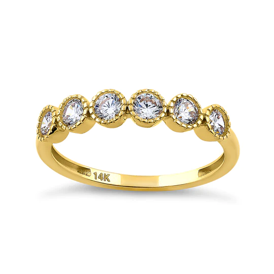 JB:ORD4103 Solid 14K Yellow Gold Six Round 0.75 ct. Diamond Ring