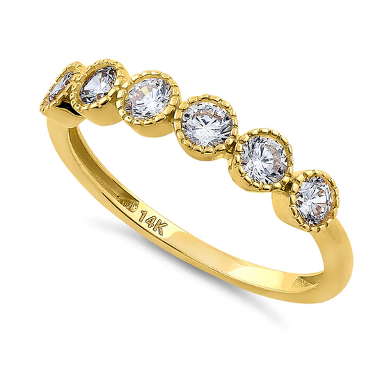 JB:ORD4103 Solid 14K Yellow Gold Six Round 0.75 ct. Diamond Ring