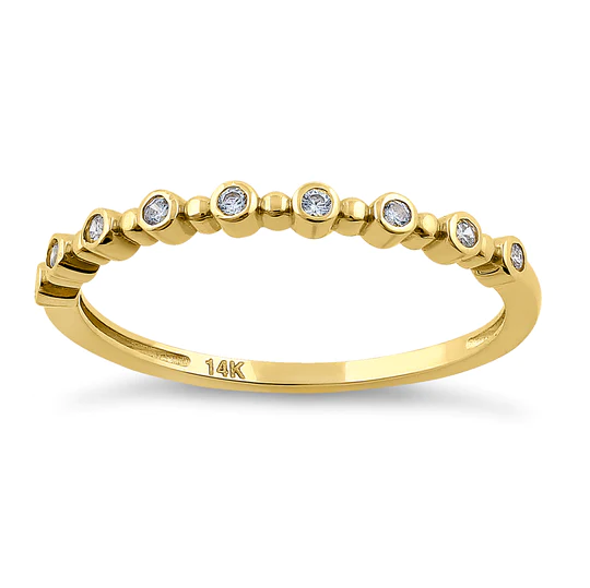 JB:ORZ080 Solid 14K Yellow Gold Single Row Round 0.11 ct. Diamond Ring