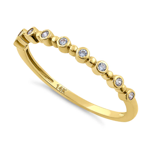 JB:ORZ080 Solid 14K Yellow Gold Single Row Round 0.11 ct. Diamond Ring