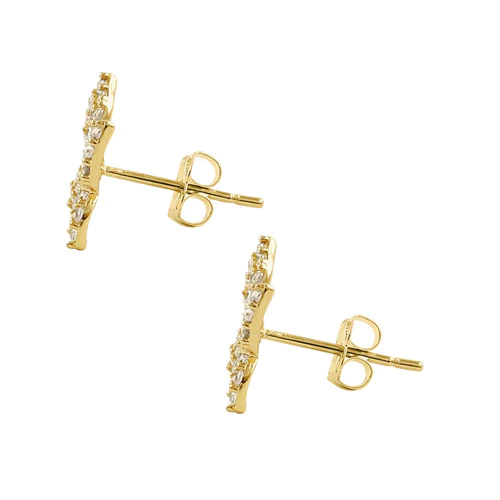 JB:OEZ308 Solid 14K Yellow Gold Butterfly CZ Earrings