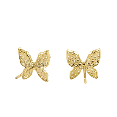JB:OEZ308 Solid 14K Yellow Gold Butterfly CZ Earrings