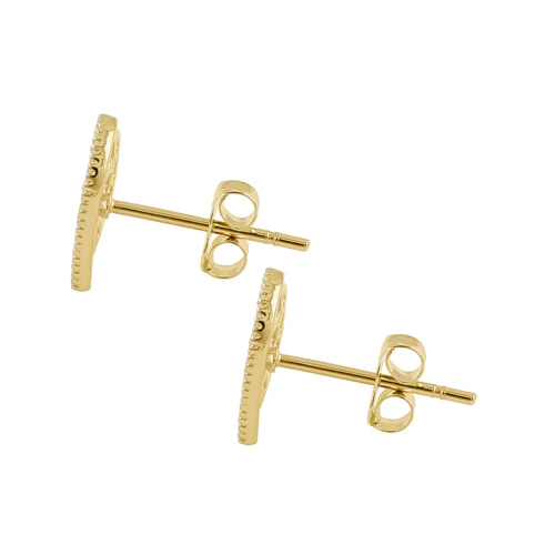 JB:OEZ326 Solid 14K Yellow Gold Trendy Woven Heart CZ Earrings