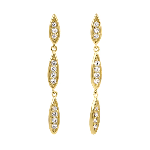JB:OEZ330 Solid 14K Yellow Gold Elegant Drop Dangle CZ Earrings