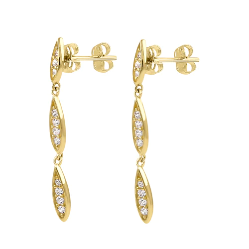 JB:OEZ330 Solid 14K Yellow Gold Elegant Drop Dangle CZ Earrings