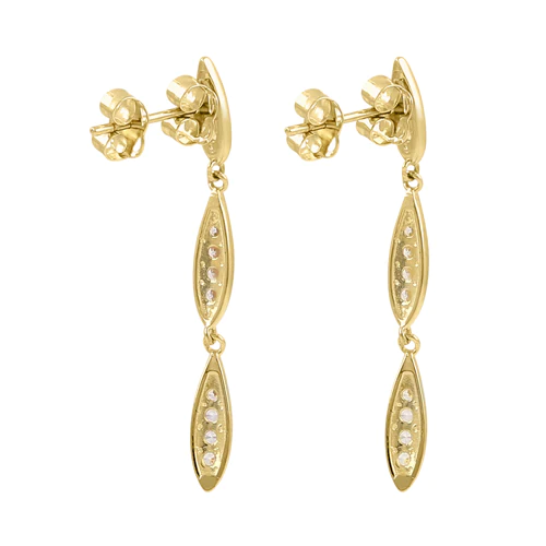 JB:OEZ330 Solid 14K Yellow Gold Elegant Drop Dangle CZ Earrings