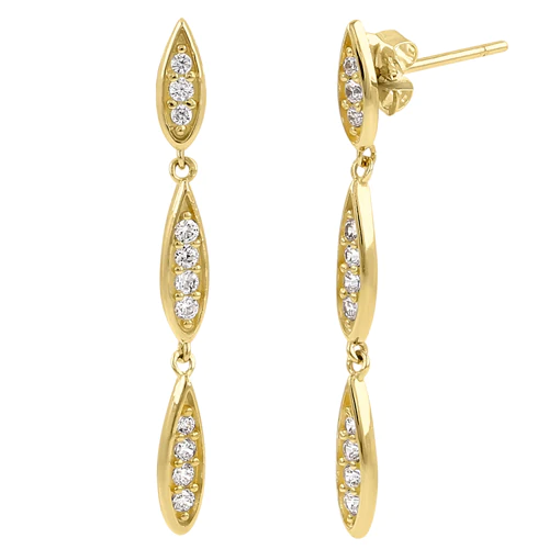 JB:OEZ330 Solid 14K Yellow Gold Elegant Drop Dangle CZ Earrings