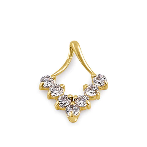 JB:OPZO32 Solid 14K Yellow Gold Trendy V CZ Pendant