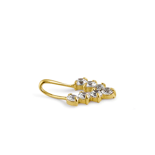 JB:OPZO32 Solid 14K Yellow Gold Trendy V CZ Pendant