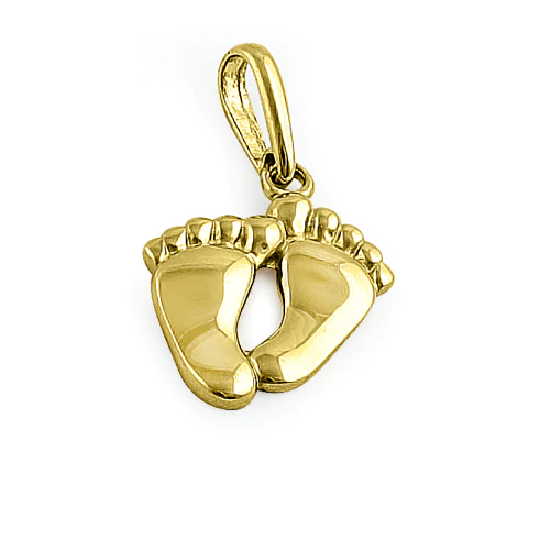 JB:OPP355 Solid 14K Yellow Gold Toddler Feet Pendant
