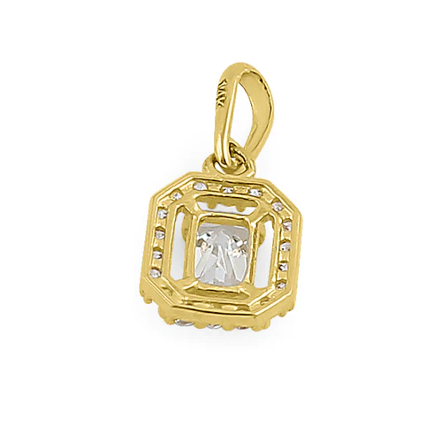 JB:OPZ087 Solid 14K Yellow Gold Small Emerald Cut CZ Pendant
