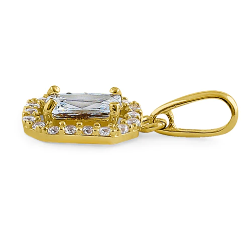 JB:OPZ087 Solid 14K Yellow Gold Small Emerald Cut CZ Pendant