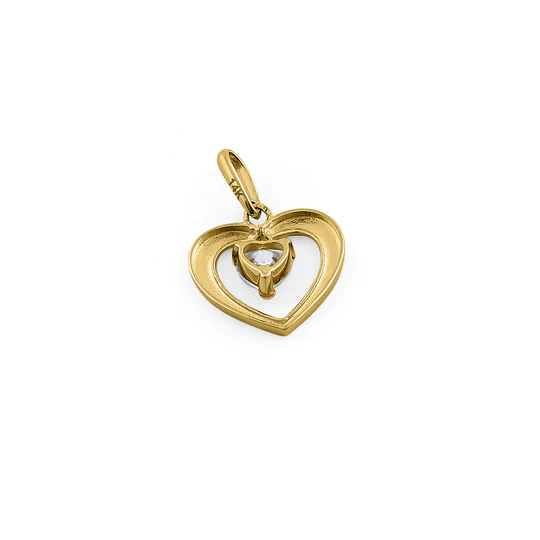 JB:OPZ151 Solid 14K Yellow Gold Dangling Heart CZ Pendant