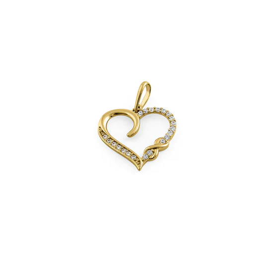 JB:OPZ153 Solid 14K Yellow Gold Infinity Heart CZ Pendant