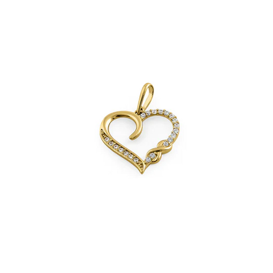 JB:OPZ153 Solid 14K Yellow Gold Infinity Heart CZ Pendant