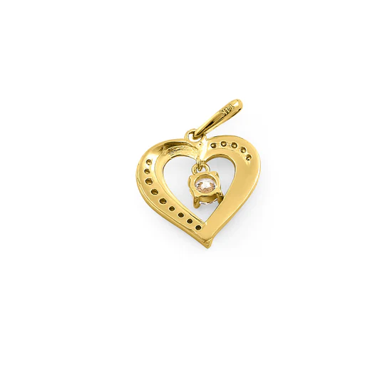 JB:OPZ154 Solid 14K Yellow Gold Sparkling Heart CZ Pendant