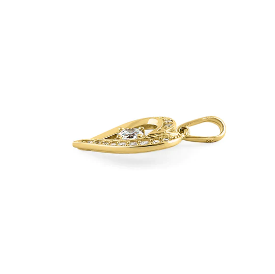 JB:OPZ154 Solid 14K Yellow Gold Sparkling Heart CZ Pendant