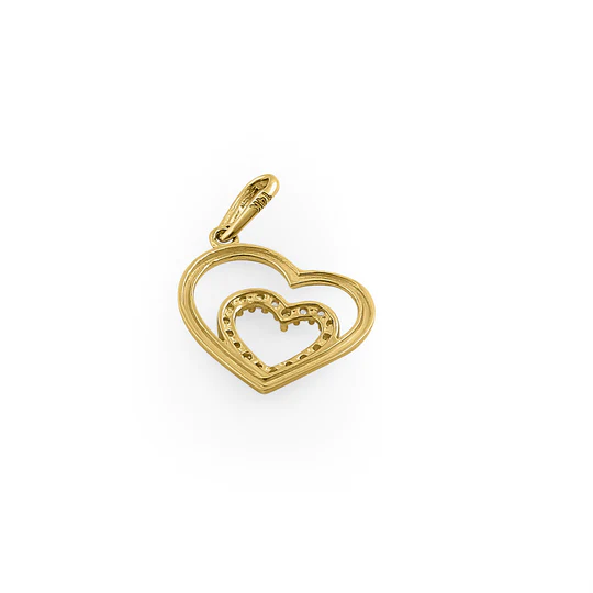 JB:OPZ157 Solid 14K Yellow Gold Inner Heart CZ Pendant