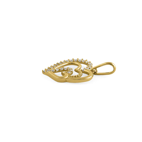 JB:OPZ161 All products Solid 14K Yellow Gold Triple Heart CZ...