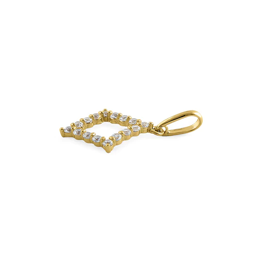 JB:OPZ167 Solid 14K Yellow Gold Outline Diamond Shaped CZ Pendant