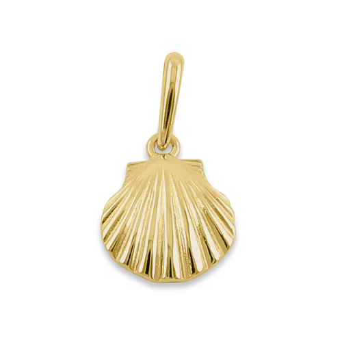JB:OPP416  Solid 14K Yellow Gold Clam Shell Pendant