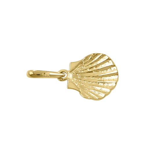 JB:OPP416  Solid 14K Yellow Gold Clam Shell Pendant