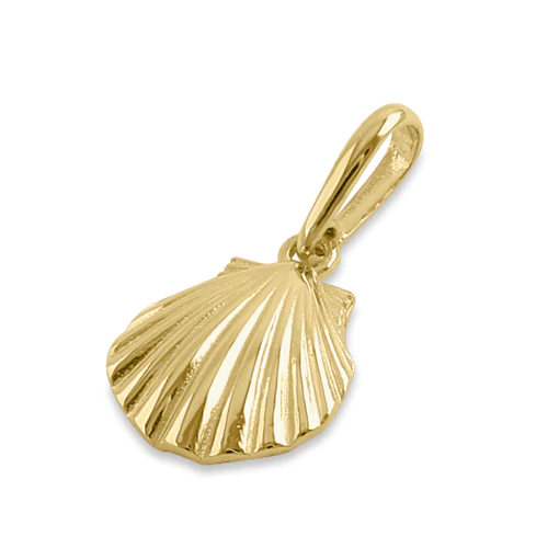 JB:OPP416  Solid 14K Yellow Gold Clam Shell Pendant