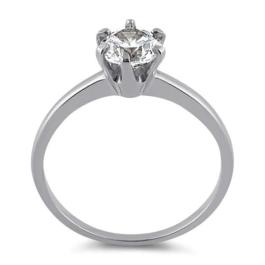 JB:ORZ209 Solid 14K White Gold Round 6mm Clear CZ Ring