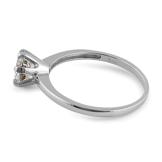 JB:ORZ209 Solid 14K White Gold Round 6mm Clear CZ Ring